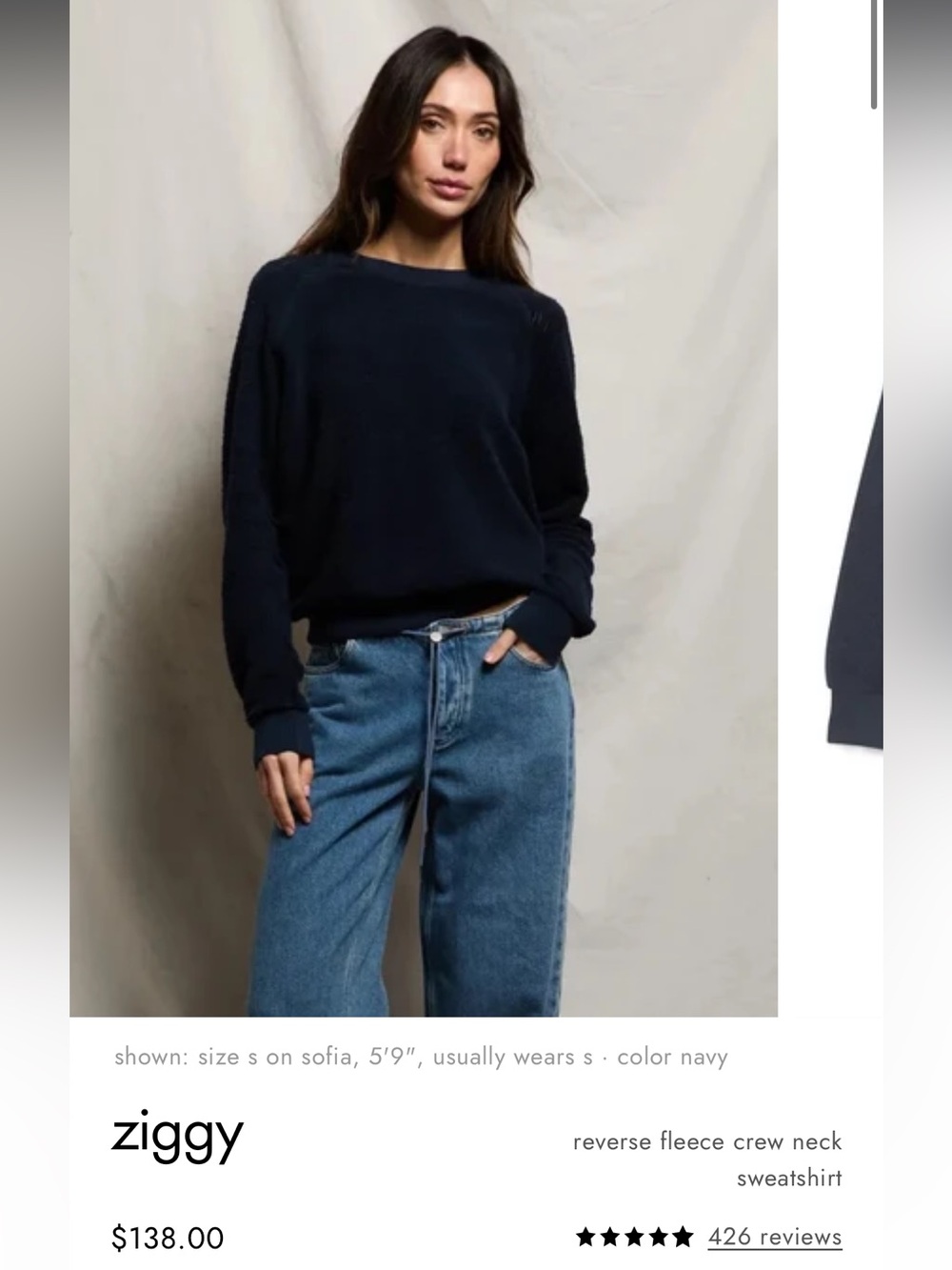 perfectwhitetee ziggy navy sweatshirt size Large - Picture 4 of 6